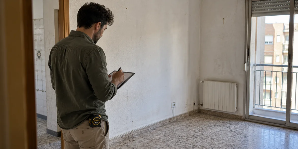Profesional examinando una vivienda antes de la reforma
